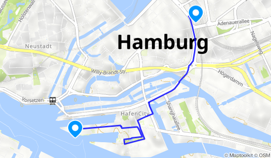 Kartenausschnitt Hamburg Hbf